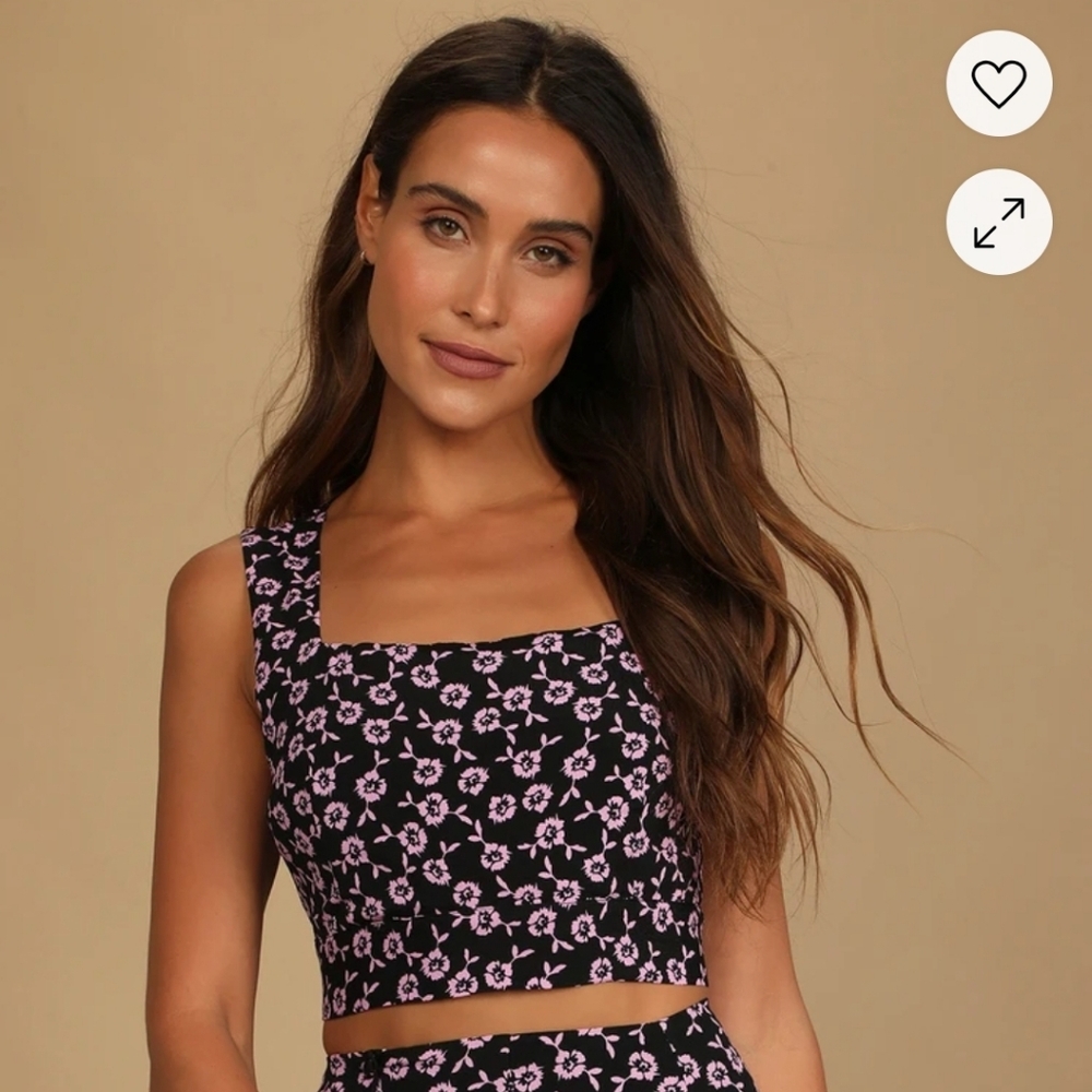 Lulu's Black and Pink Floral Tank Top